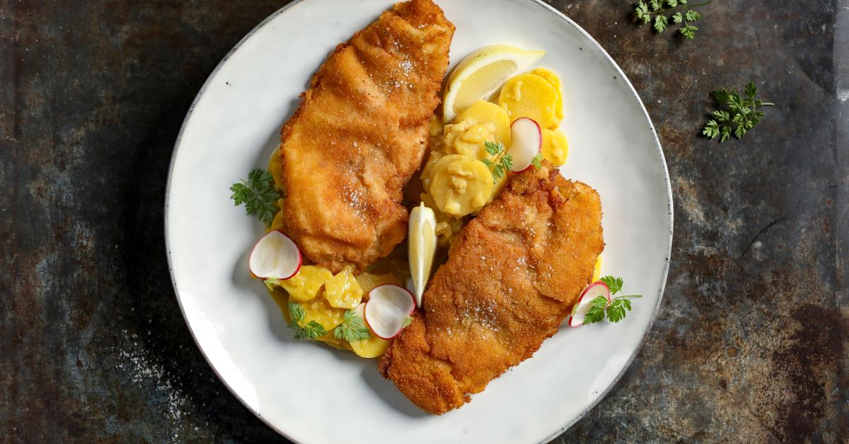 Rezept für Brezenschnitzel mit bayerischem Kartoffelsalat
